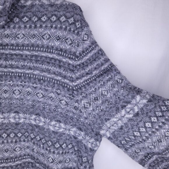 Vineyard Vines Sweater Womens Large Gray Heather Fairisle Hooded Merino Alpaca - Picture 4 of 11